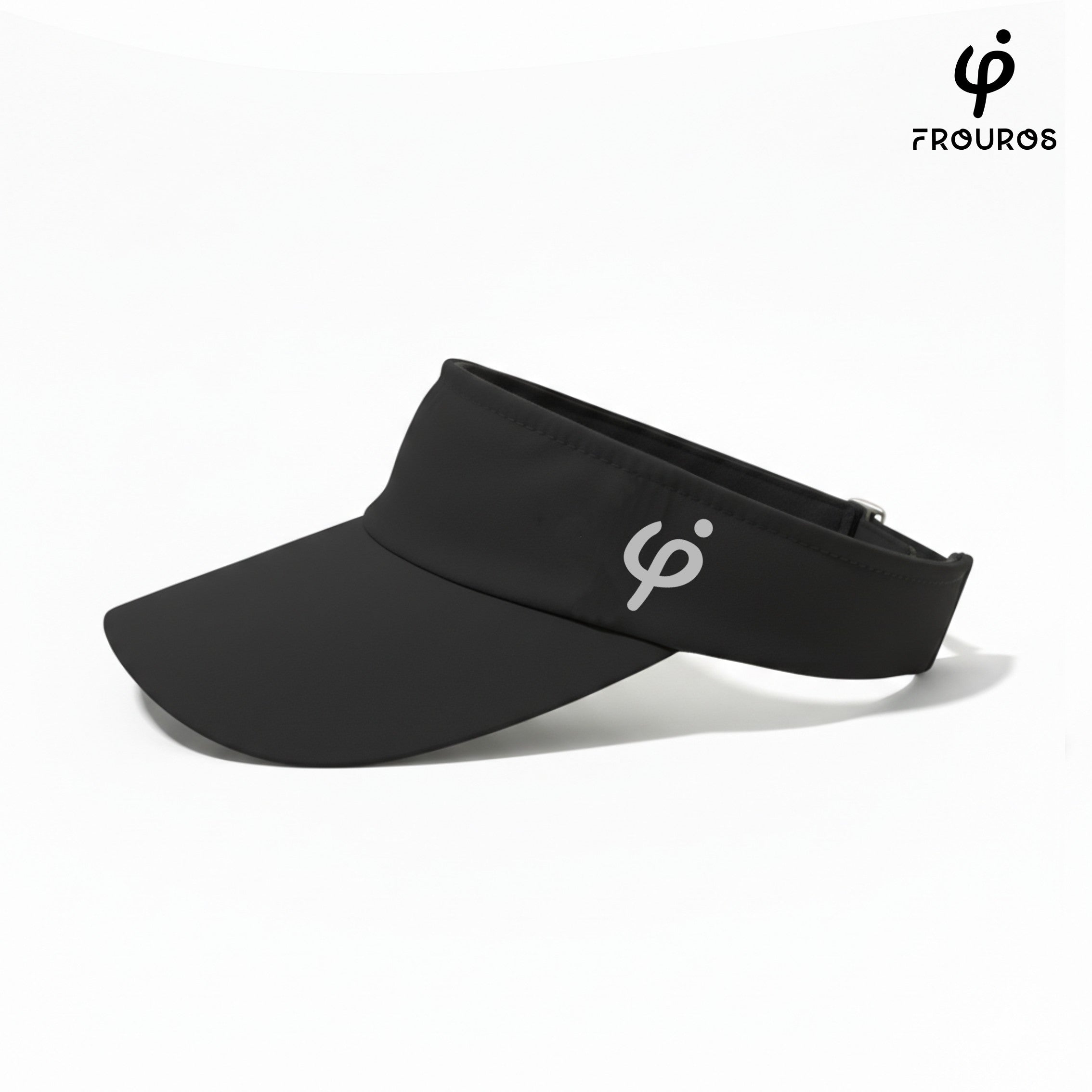 Perfil lateral de visera negra Frouros mostrando la estructura ligera y visera curvada para protección solar.