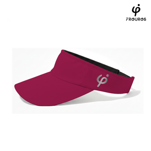 Perfil lateral de visera granada Frouros mostrando el ajuste ergonómico y logotipo.