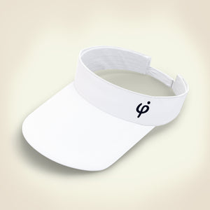 Perspectiva superior de la visera infantil blanca Frouros, mostrando la amplitud de la visera para una cobertura solar óptima.