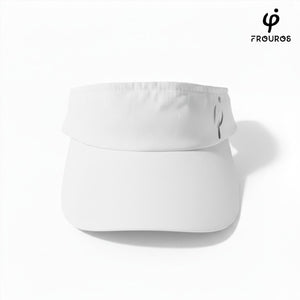 Visera blanca Frouros con detalles reflectivos para mayor seguridad y visibilidad en carreras nocturnas.