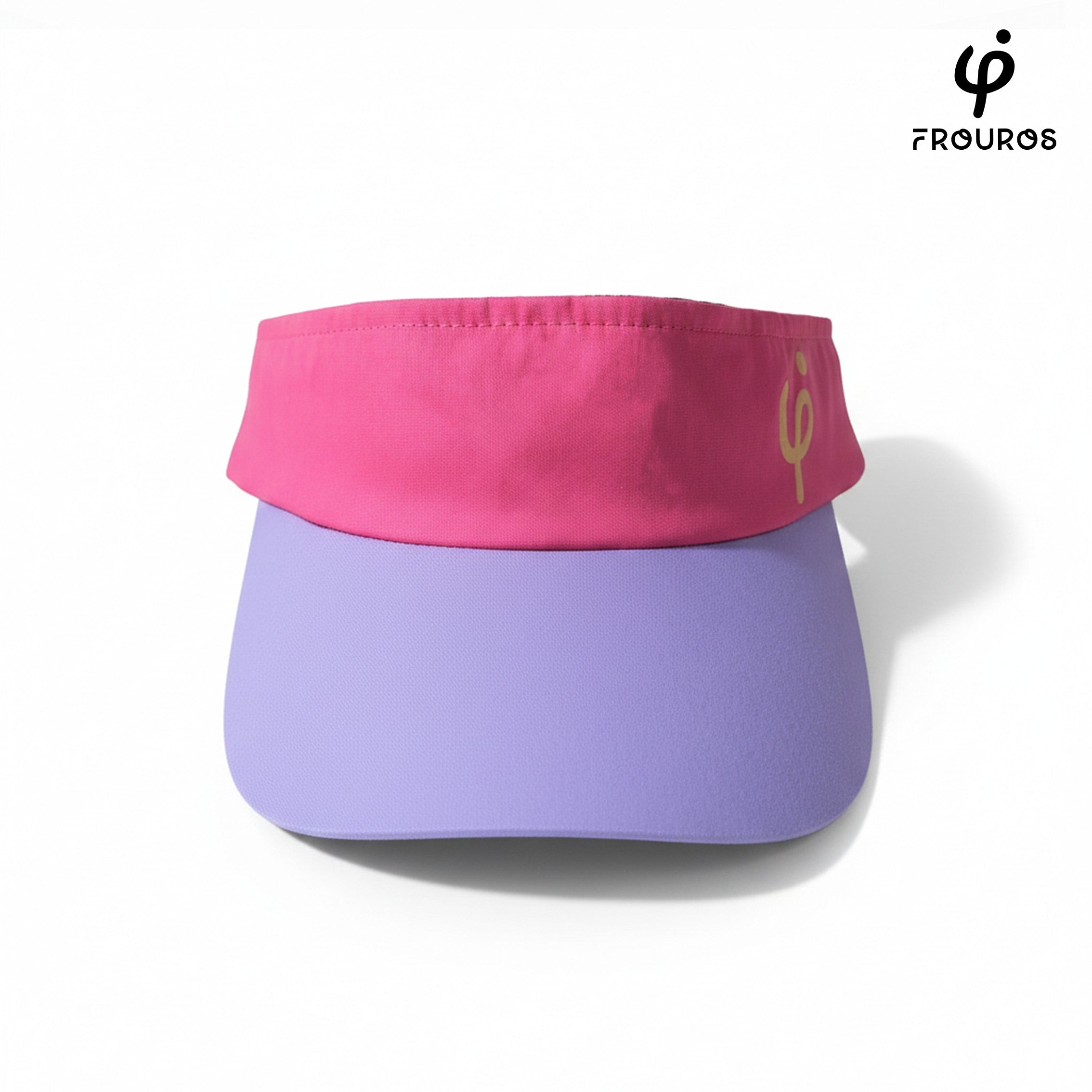 Visera deportiva bicolor fucsia lavanda Frouros, accesorio de alto rendimiento para tenis, pádel y running.